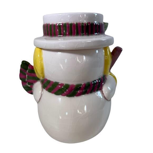 Houston Harvest Snowman Cookie Jar Christmas Ceramic Canister Vintage Holiday 7” - Picture 5 of 15
